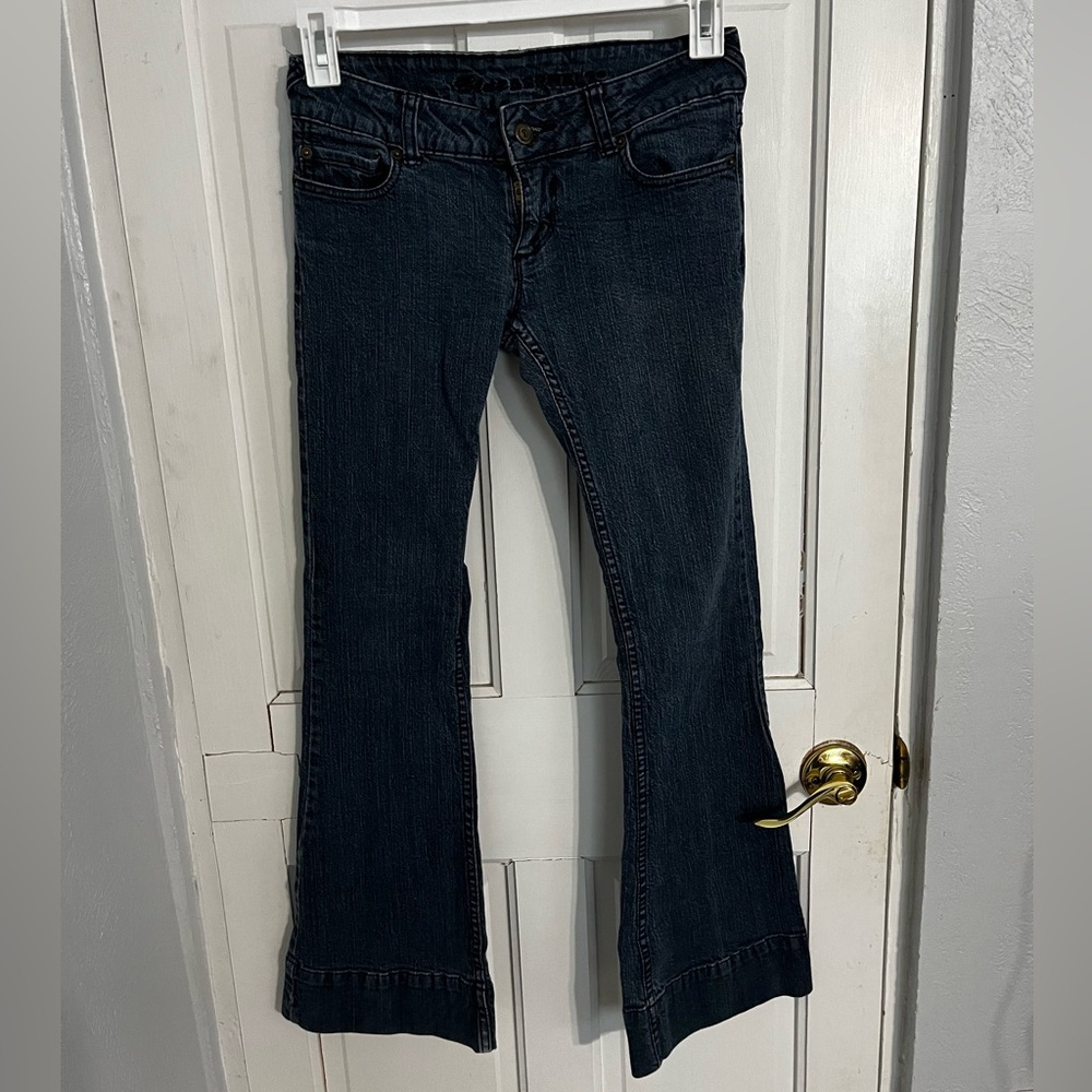 Vintage Y2K Blue Asphalt Low Rise Flare Jeans | Dark Denim | Vtg | Size 7
